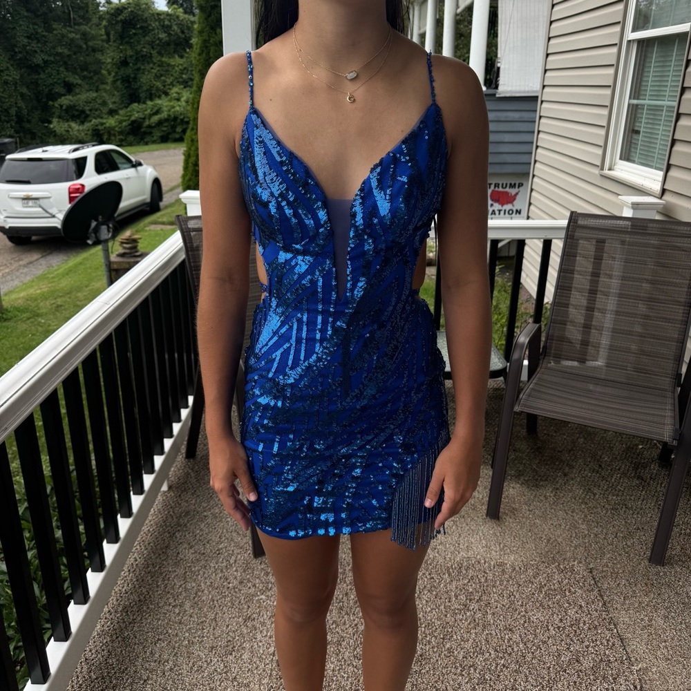 Clarisse Blue Sequin Bodycon Mini Dress
